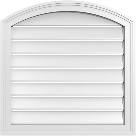 Arch Top Surface Mount PVC Gable Vent: Non-Functional, W/2W X 1-1/2P Brickmould Frame, 24W X 42H